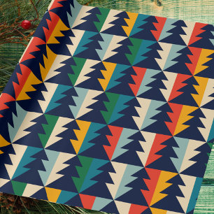 Papel De Presente Natal Colorido da Floresta Abstrato de Vintage