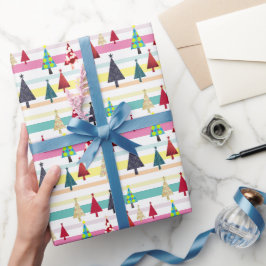 Papel De Presente Natal Colorido Retrô