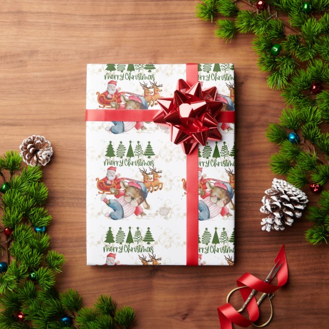 Papel De Presente Natal com beisebol e Papai Noel (Presente de Natal)
