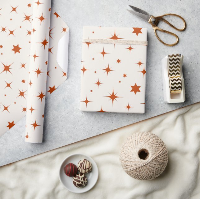 Papel De Presente Natal com Estrelas Piscantes Modernas (Artesanato)