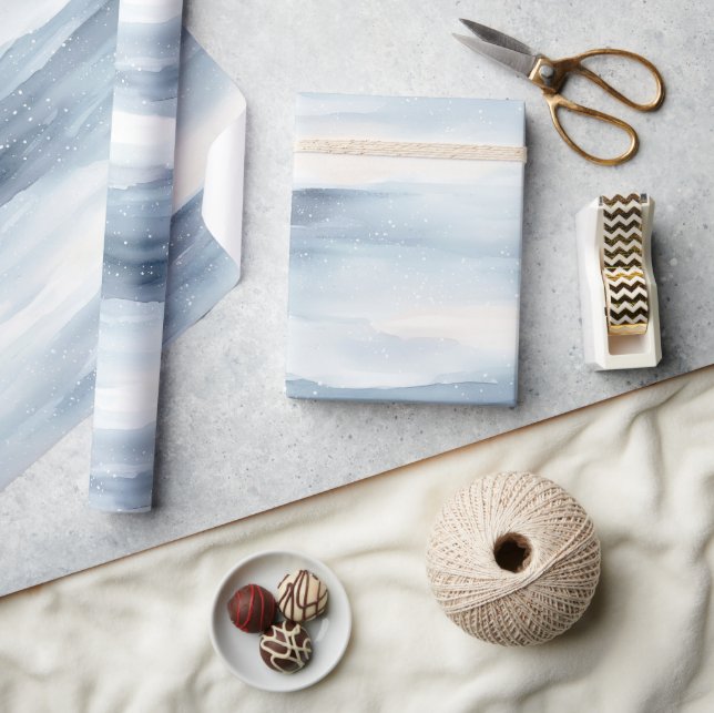 Papel De Presente Natal com Flocos de Neve Branco Azul (Artesanato)