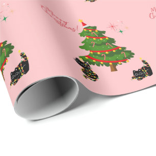 Papel De Presente Natal Com Gatos Pretos