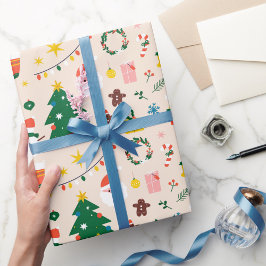 Papel De Presente Natal com Nó Colorido do Natal
