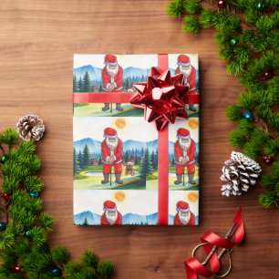 Papel De Presente Natal com Papai Noel e Cachorro