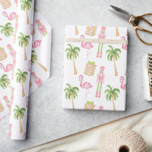 Papel De Presente Natal com Pink & Green Palm Beach Nutcracker