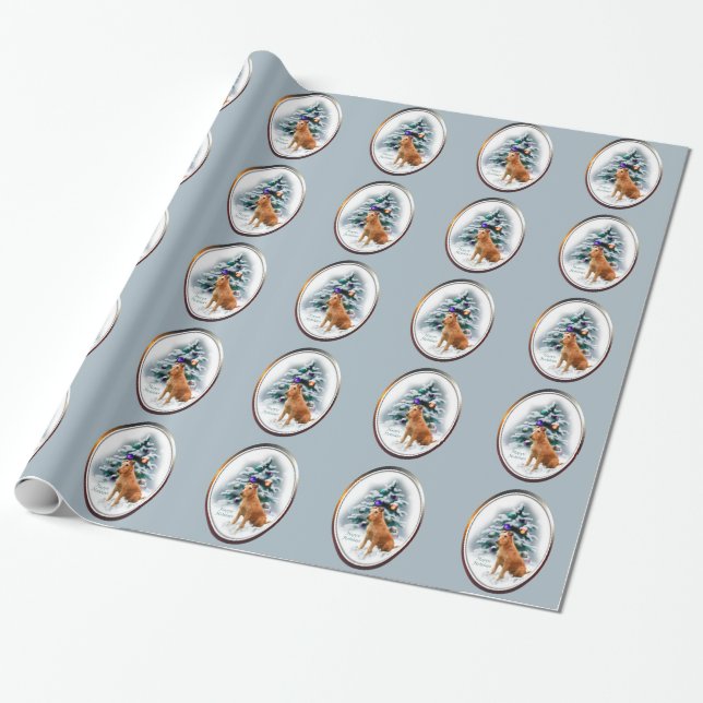 Papel De Presente Natal com Terrier Irlandês (Desenrolado)