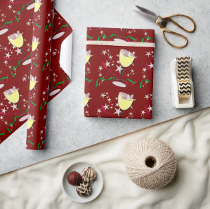 Papel De Presente Natal com Vinho Branco