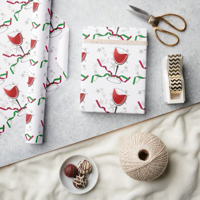 Papel De Presente Natal com Vinho Tinto (Artesanato)