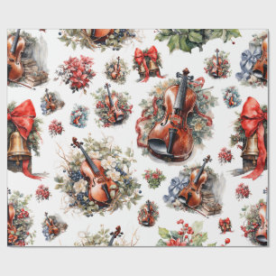 Papel De Presente Natal com Violino Antigo