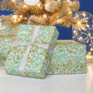 Papel De Presente Natal Confete Branco Dourado Hortelã