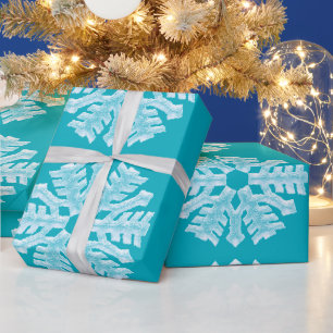 Papel De Presente Natal congelado dos flocos de neve do inverno do