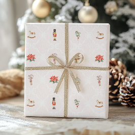 Papel De Presente Natal Coquete Rosa Bege