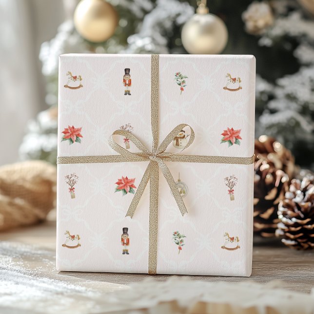 Papel De Presente Natal Coquete Rosa Bege  (Criador carregado)