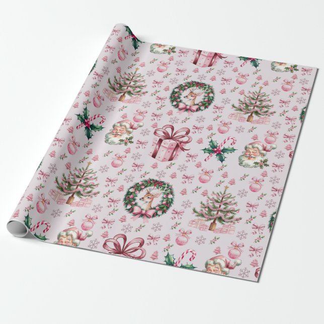 Papel De Presente Natal cor-de-rosa (Desenrolado)