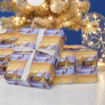 Papel De Presente Natal Country Vintage Carruagem de Cavalo Boneco d<br><div class="desc">Lindo papel de embrulho retrô e vintage com uma casa quente e acolhedora no campo,  coberta de neve. Uma carruagem puxada por cavalos espera a família enquanto duas crianças voltam para casa depois de um dia de trenó.</div>