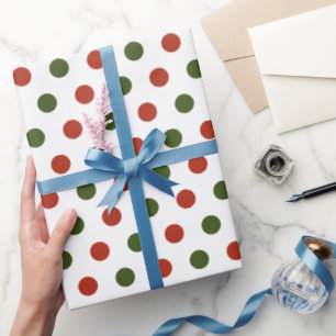 Papel De Presente Natal da Bolinhas Geométrica Verde e Vermelha