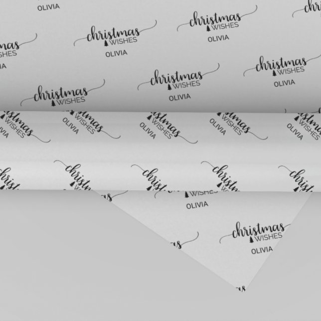 Papel De Presente Natal da Caligrafia Simples Preta e Branca (Criador carregado)