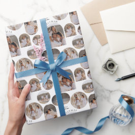 Papel De Presente Natal da colagem de fotos tipográficas modernas