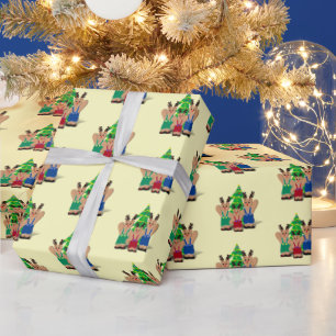 Papel De Presente Natal da família Reindeer Bear