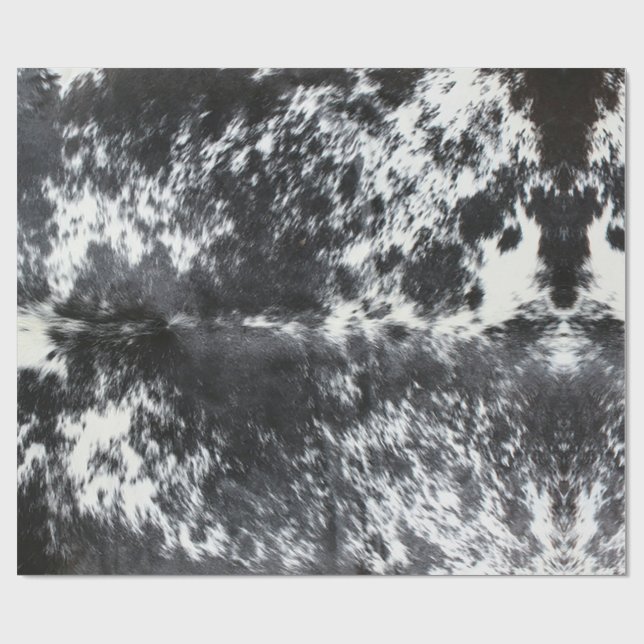 Papel De Presente Natal da Farmhouse Impressão russa do Cowhide Negr (Aberto)