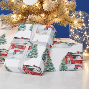 Papel De Presente Natal da Fazenda de neve
