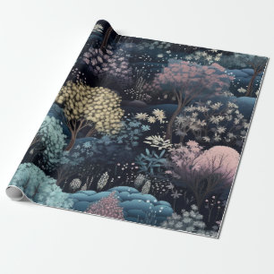 Papel De Presente Natal da Floresta de Inverno Encantada Magnética