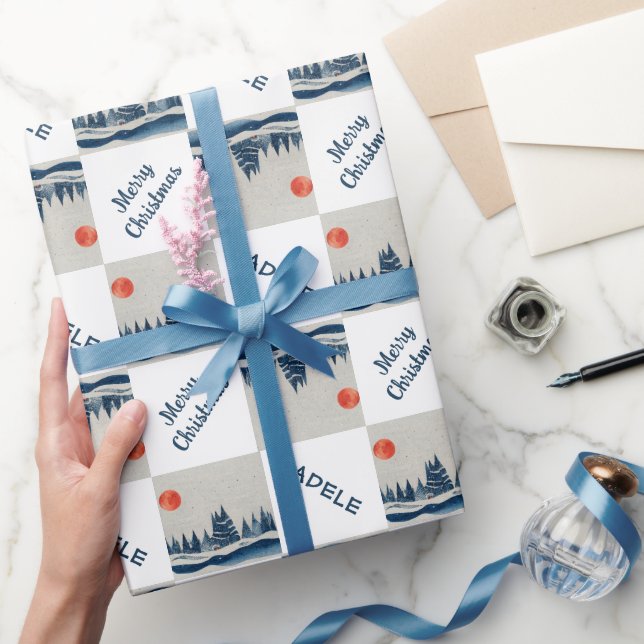 Papel De Presente Natal da Floresta de Neve e Neve (Presentear)