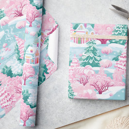 Papel De Presente Natal da Floresta Encantada Encantada de Pastel Ro