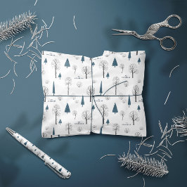 Papel De Presente Natal da floresta russa tradicional de inverno