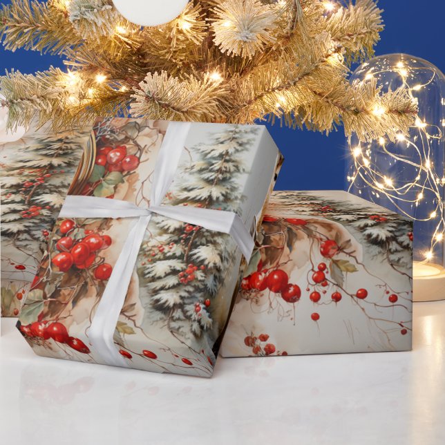 Papel De Presente Natal da Igreja Deer Fawn (Feriados)