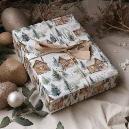 Papel De Presente Natal da madeira de inverno