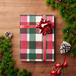 Papel De Presente Natal da Xadrez de Buffalo Colorida