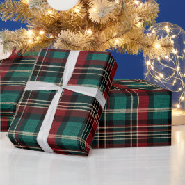 Papel De Presente Natal da Xadrez Vermelha do País