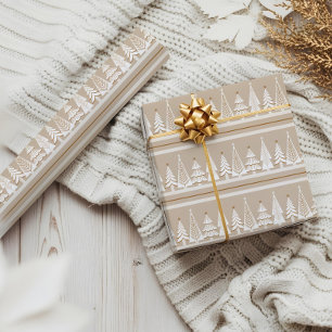 Papel De Presente Natal das Árvores Florestais Elegantes Feriados Ev