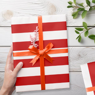 Papel De Presente Natal das Bandas Brancas Vermelhas Modernas