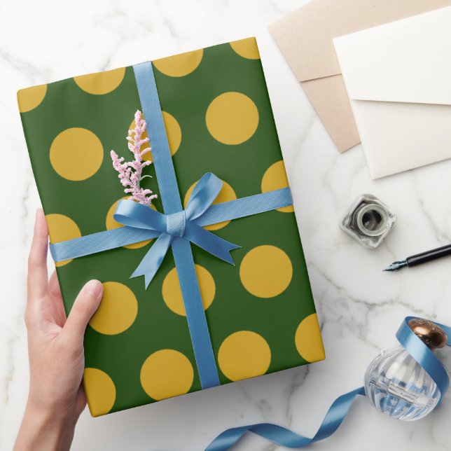 Papel De Presente Natal das Bolinhas Verdes Modernas (Presentear)