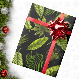 Papel De Presente Natal das Folhas Tropicais Elegantes