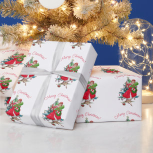 Papel De Presente Natal de 1950 Senhora Vintage