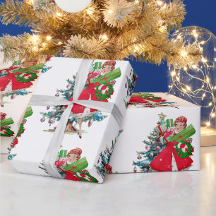 Papel De Presente Natal de 1950 Senhora Vintage