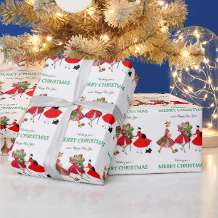 Papel De Presente Natal de 1950 Senhoras Vintage   