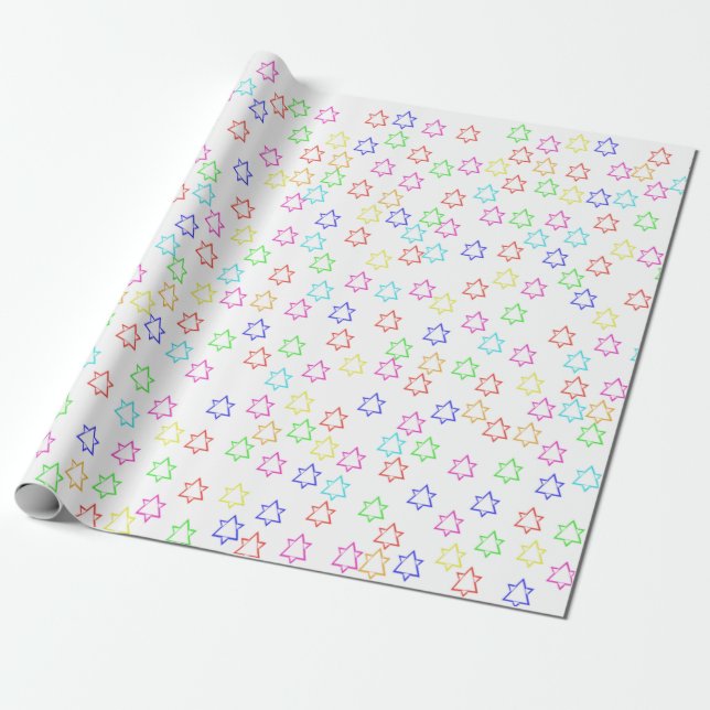 Papel De Presente Natal de 2023 estrelas brilhantes e divertidas (Desenrolado)