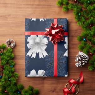 Papel De Presente Natal de Arcos brancos azuis