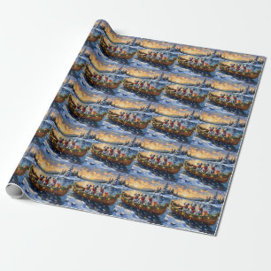 Papel De Presente Natal de barco de Dalmatas