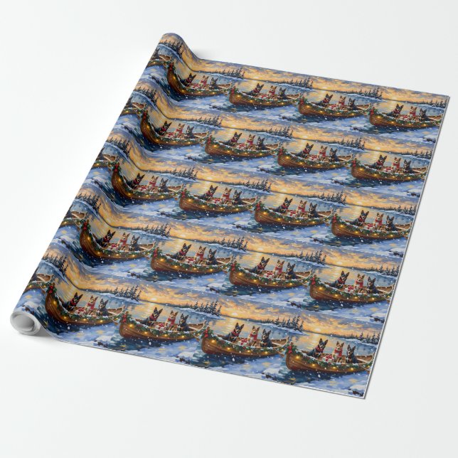 Papel De Presente Natal de barco do Malinois Belga (Desenrolado)