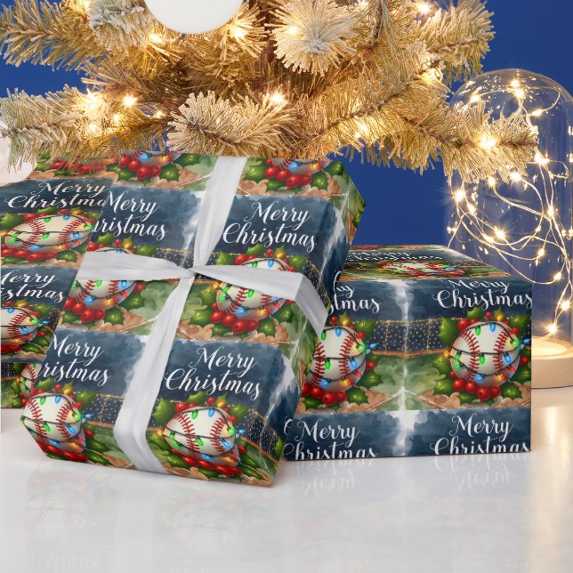 Papel De Presente Natal de baseball temido no estádio (Feriados)