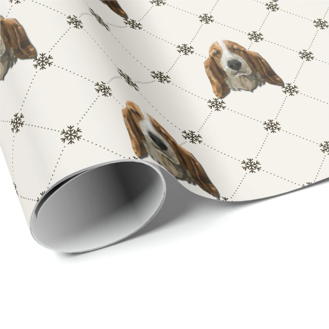 Papel De Presente Natal de Basset Hound (Ponta do rolo)