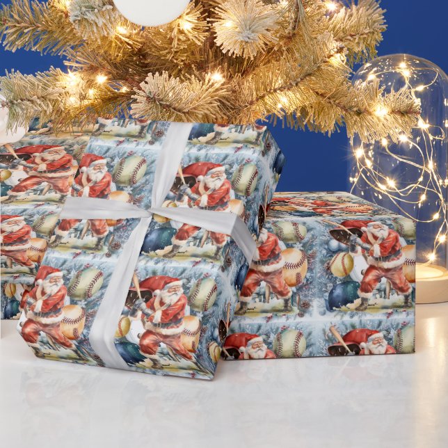 Papel De Presente Natal de beisebol com Papai Noel (Feriados)
