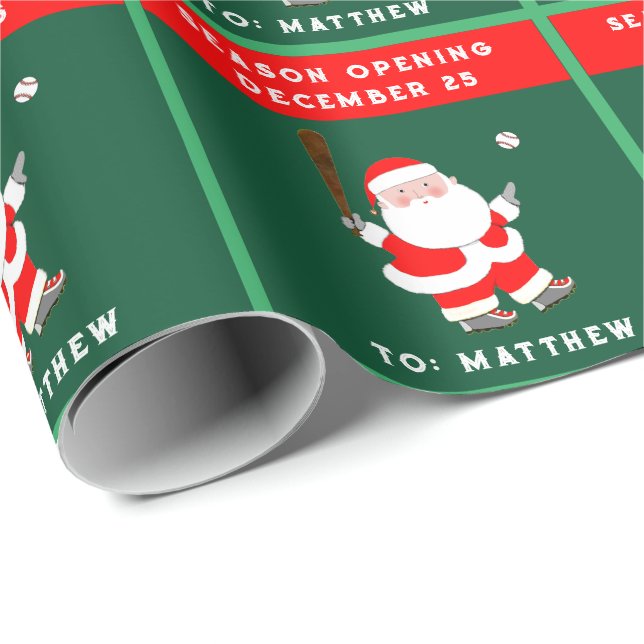 Papel De Presente Natal de beisebol engraçado Férias (Ponta do rolo)