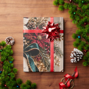 Papel De Presente Natal de Bênçãos Borgonha