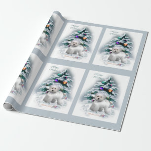 Papel De Presente Natal de Bichon Frise
